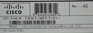 1 PORT T1/E1 MULTIFLEX TRUNK 시스코 라우터 모듈 맞춤형 VWIC3-1MFT-T1E1 인터페이스 카드는 시스코 ISR 2 1900/2900/3900 시리즈 플랫폼에서 음성 및 데이터 응용 프로그램을 지원합니다