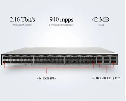 CE6881-48S6CQ 스위치 (48*10G SFP+, 6*100G QSFP28, 2*AC 전원 공급, 포트 사이드 에어 입구/출구)