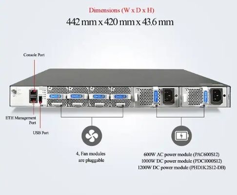 CE6881-48S6CQ 스위치 (48*10G SFP+, 6*100G QSFP28, 2*AC 전원 공급, 포트 사이드 에어 입구/출구)