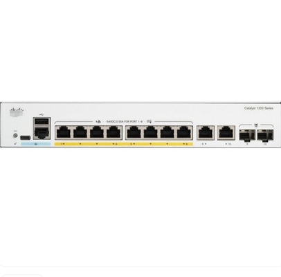 C1200-8P-E-2G 시스코 스위치 8x 10/100/1000 PoE+ 포트 67W 전력 예산 2x 기가비트 구리/SFP 컴보 포트, 랙 장착