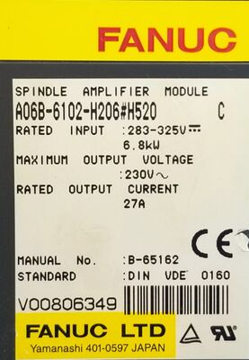 Fanuc A06B-6102-H206 CNC 스핀들 서보 증폭기 200-240V AC 고정밀