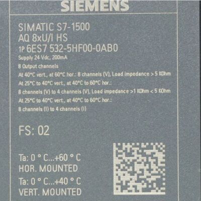 6ES7532-5HF00-0AB0 Siemens SIMATIC S7-1500 아날로그 출력 모듈 AQ8xU/I HS