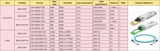 COP-SI400G-DR4 400G OSFP 광 수신기 SMF OSFP 400G 2*DR4 MPO 500m