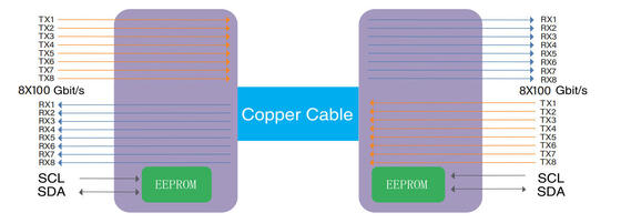 COP-DAC800G-01C OSFP 800G to 800G DAC 케이블 1m AWG 30 OSFP 800G to 800G DAC 1m
